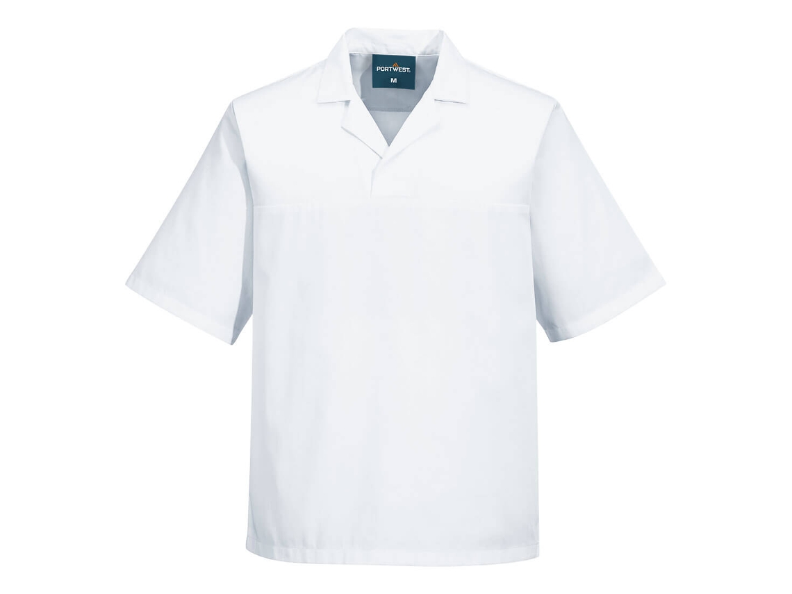 Camisa Baker De Manga Curta Sem Bolsos Para Uso Alimentar Branco / Xxxl