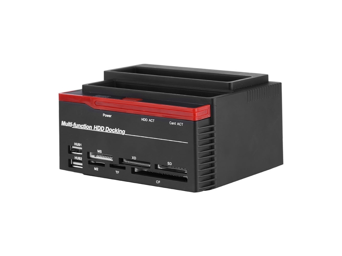 Dock Para Expansão De Discos Rígidos Sata/ide, 2,5/3,5 Polegadas, Interface Usb 2.0, Leitor De Cartões, Esquema De Cores Preto E Vermelho