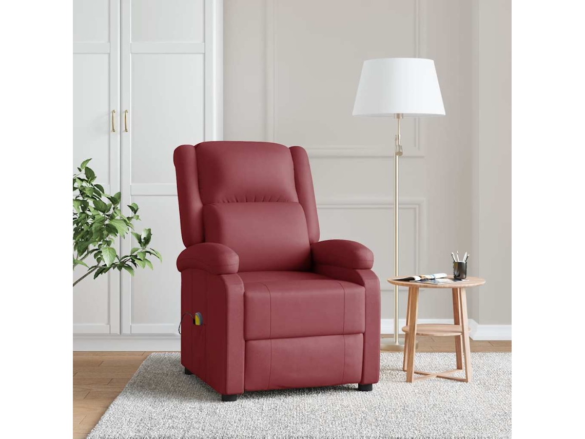 Vidaxl Cadeira De Massagens Couro Artificial Vermelho Tinto