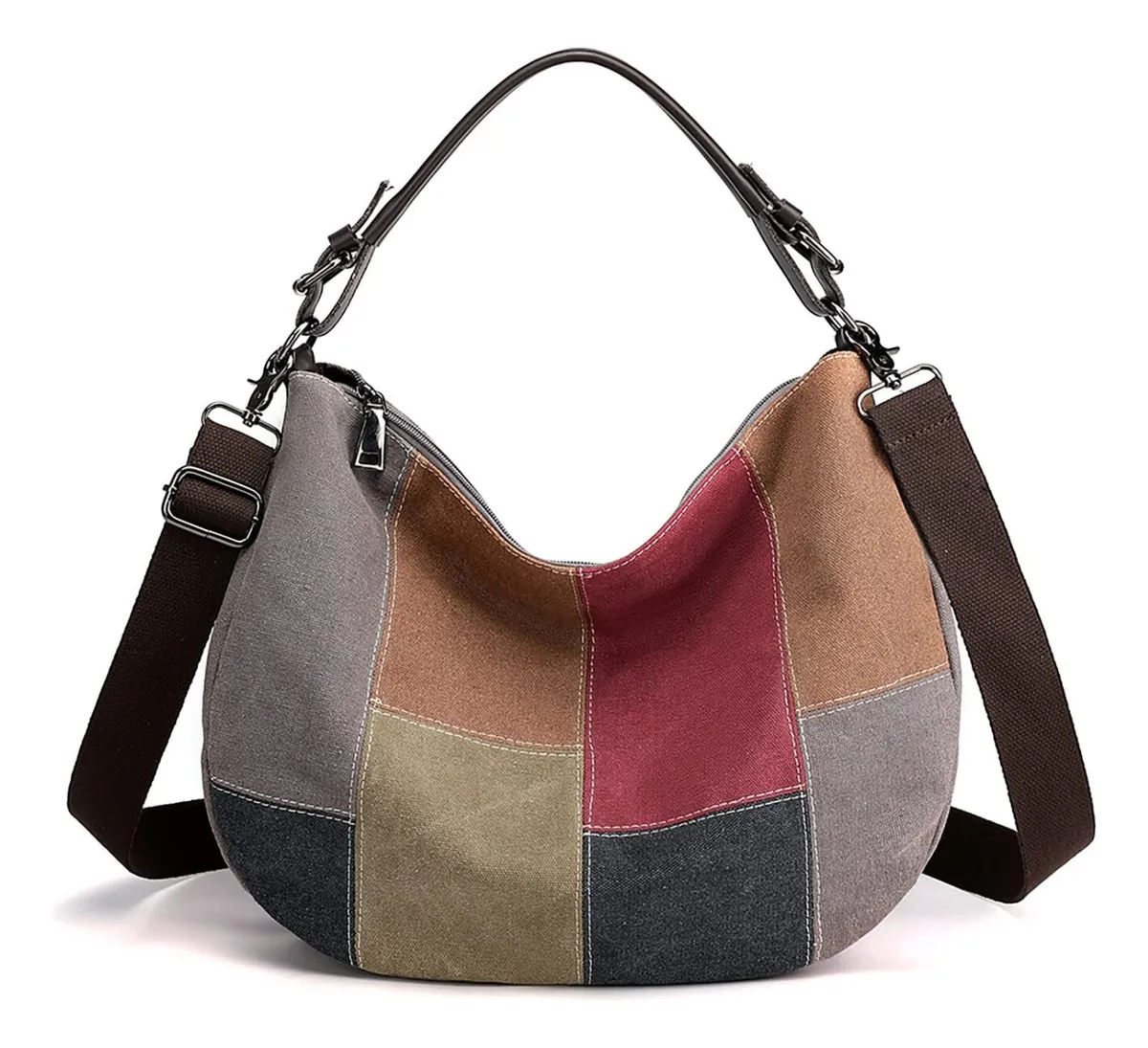 Bolsa De Ombro Feminina, Bolsa Transversal De Lona Com Núcleos Combinadasvayotoy