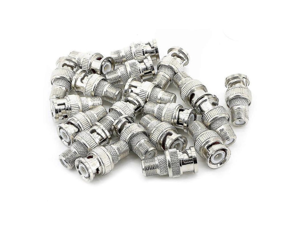 Yuru 20 Adaptadores Bnc Macho para F Fêmea Conector Coaxial para Câmera Cctv Prata