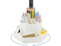 Porta, Lápis Branco, Organizador De Mesa Giratório 360° Com 9 Compartimentos Para Canetas, Pincéis De Maquiagem, Utensílios De Cozinha E Artesanato
