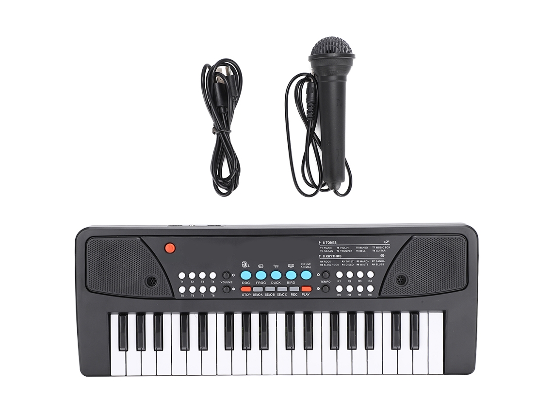 Primerox piano Eletrônico Portátil com Microfone Brinquedo Musical Infantil 37 Teclas Versão em Inglês 430a1