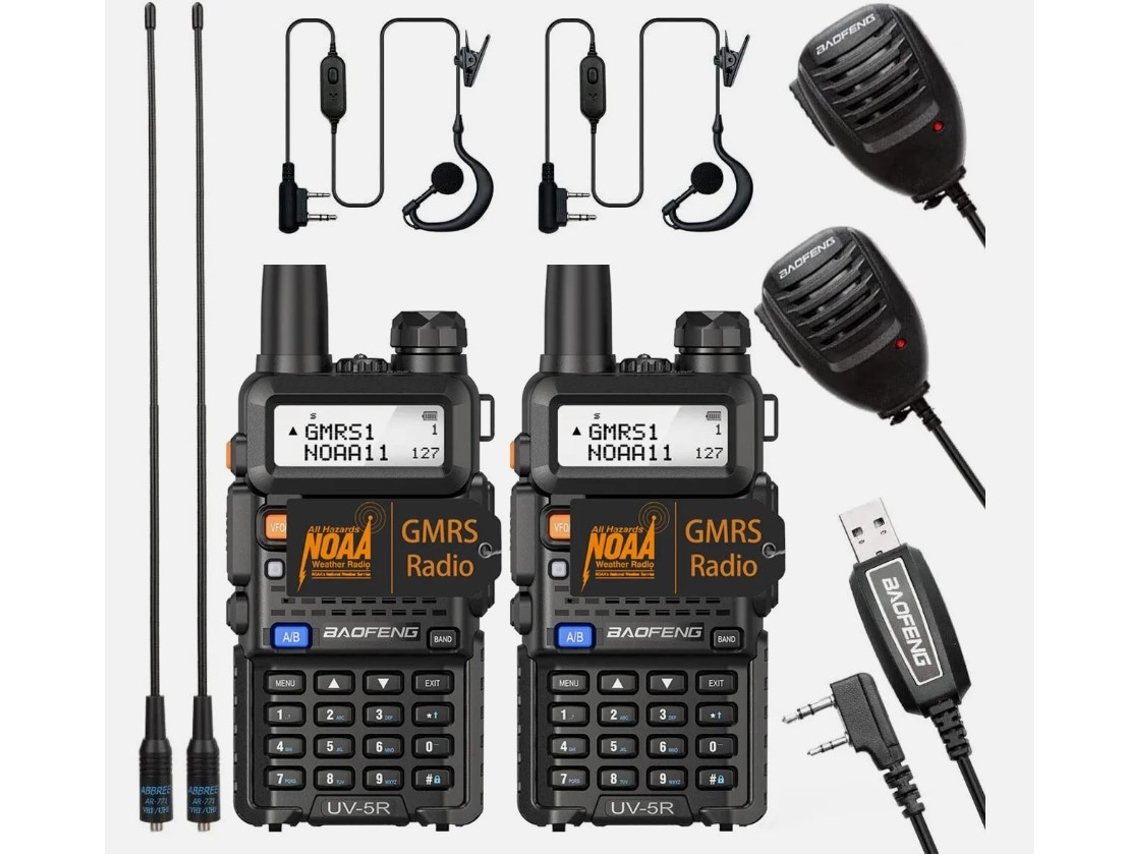 Rádio Walkie Talkie De Longo Alcance Com Fone De Ouvido E Carregamento, Padrão Gmrs, Pacote Com 2 Unidades (eua) Aquaforge (160 Km)