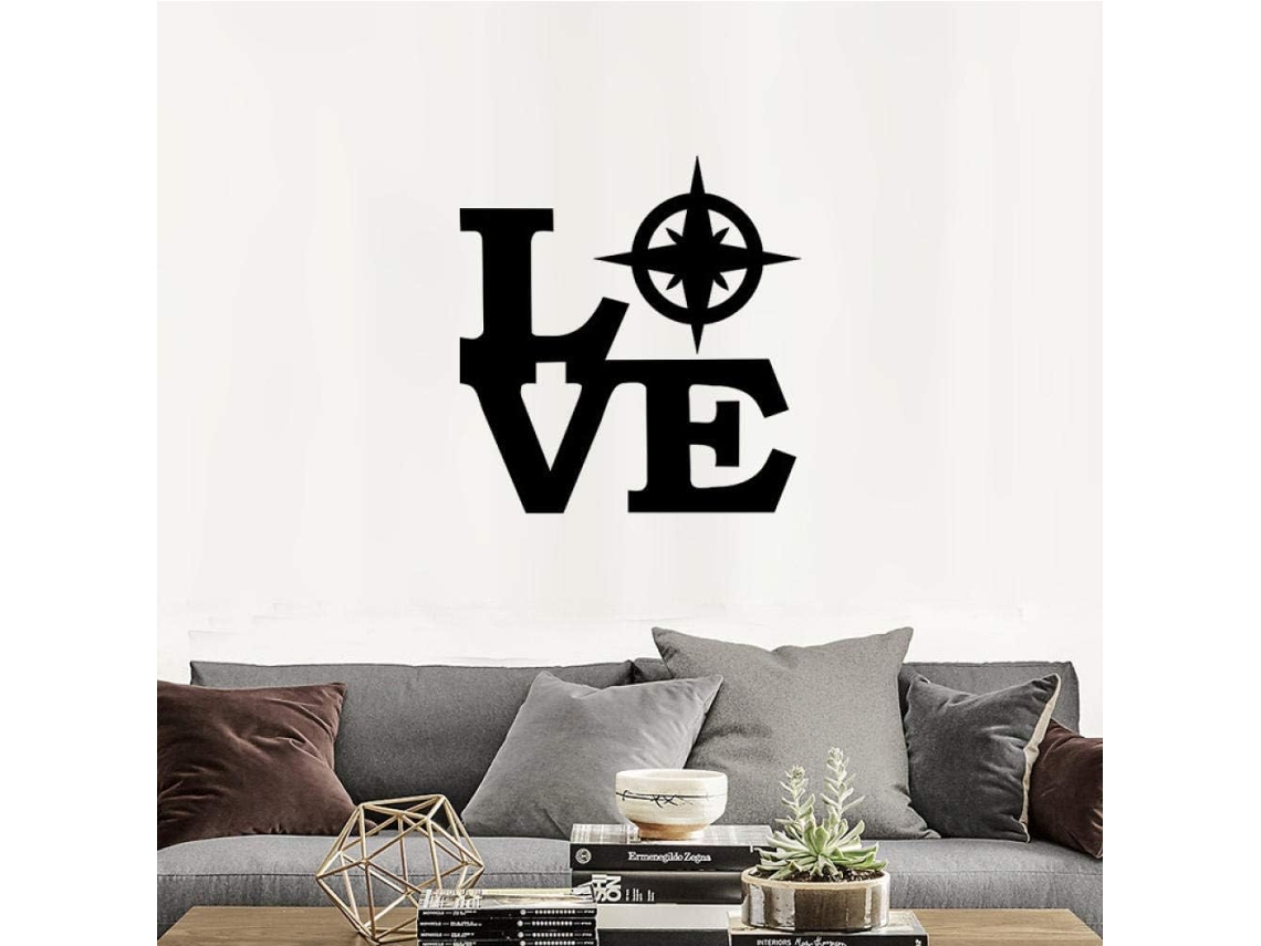 Adesivos de parede, adesivos de parede com carta de amor e padrão de bússola para decoração de sala de estar, casa, faça você mesmo, adesivos de parede para escritório, papel de parede 29x30cm