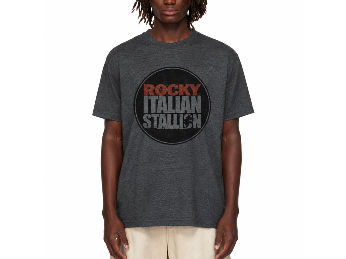 Rockinstone Rocky Movie Rky Seal Heather Black Adult T-shirt Size:s