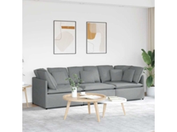 Vidaxl Sofá Modular Com Almofadas Tecido Cinzento-claro
