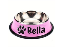 Tigela Personalizada em Aço Inoxidável Antiderrapante para Animais de Estimação com Nome Personalizado, Perfeita para Cães e Gatos AQUAFORGE