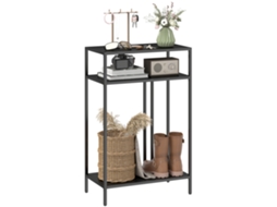 Mesa Consola 3 Prateleiras Abertas Aço 55x30x85cm Preta
