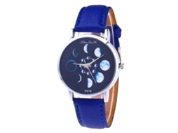 Relógio esportivo Zhoulianfa F618-a com pulseira de couro azul e mecanismo de quartzo, unissex.