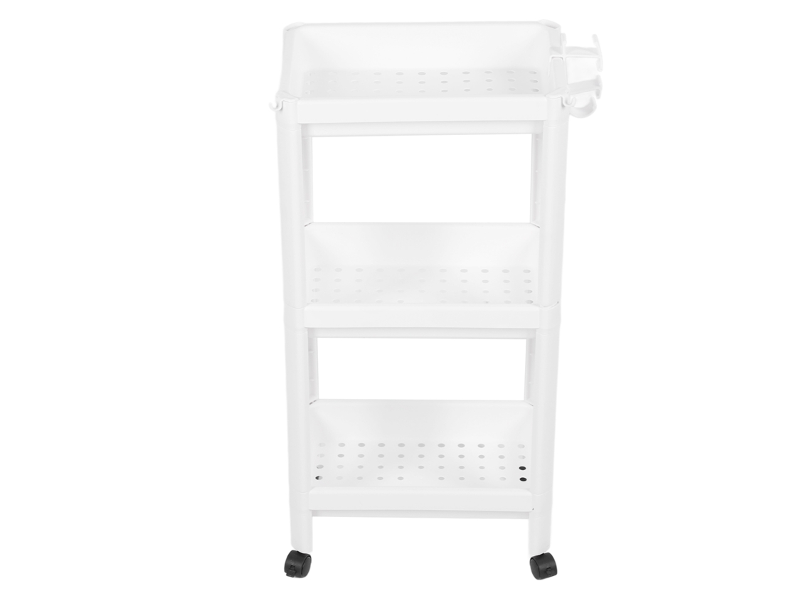 Prateleira Torre Banheiro Plástico 3 Camadas com Rodas Organizador Multifuncional Branco S/MARCA