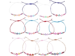 Pulseira De 12 Peças Com Miçangas Coloridas Trançadas, Pulseira Decorativa Para Mulheres E Meninas.