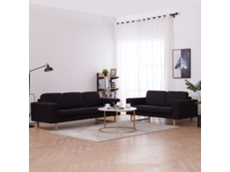 Vidaxl 2 Pcs Conjunto De Sofás Tecido Preto