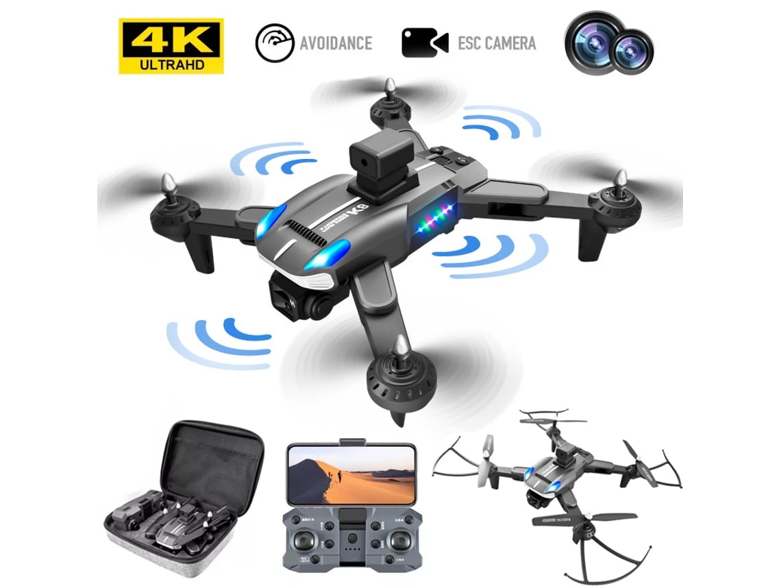 Drone K8 com Câmera 4K para Evitar Obstáculos a Laser Duração Da Bateria: 15 Min Preto YIZHOOD