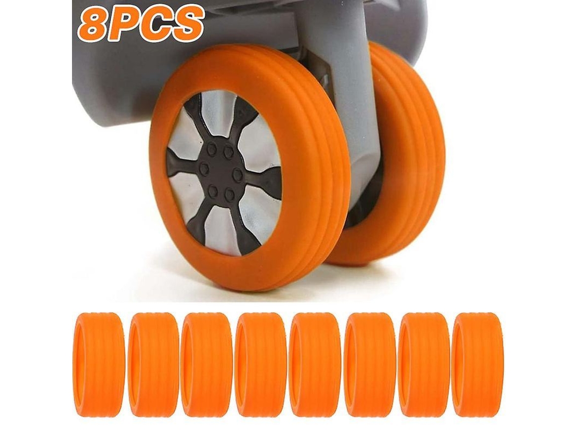 8 Capas De Silicona Para Rodas De Mala Protectoras Anti-desgaste E Anti-choque Para A Maioria Das Malas De Mão Naranja