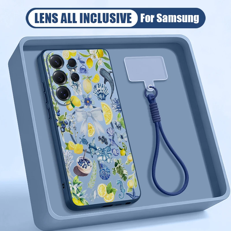 Capa Para Celular Galaxy S25 Edge Com Pulseira Magnética E Estampa De Tartaruga (azul).