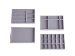 Lurelia Bandeja Para Joias, 4 Bandejas, Removível, Para Anéis E Brincos, 21 X 12,5 X 2,7 Cm, Cinzento, Arrumação Elegante