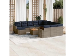 Vidaxl Conjunto De Sofá De Jardim Com 13 Peças E Almofadas Em Rattan Sintético Cinza