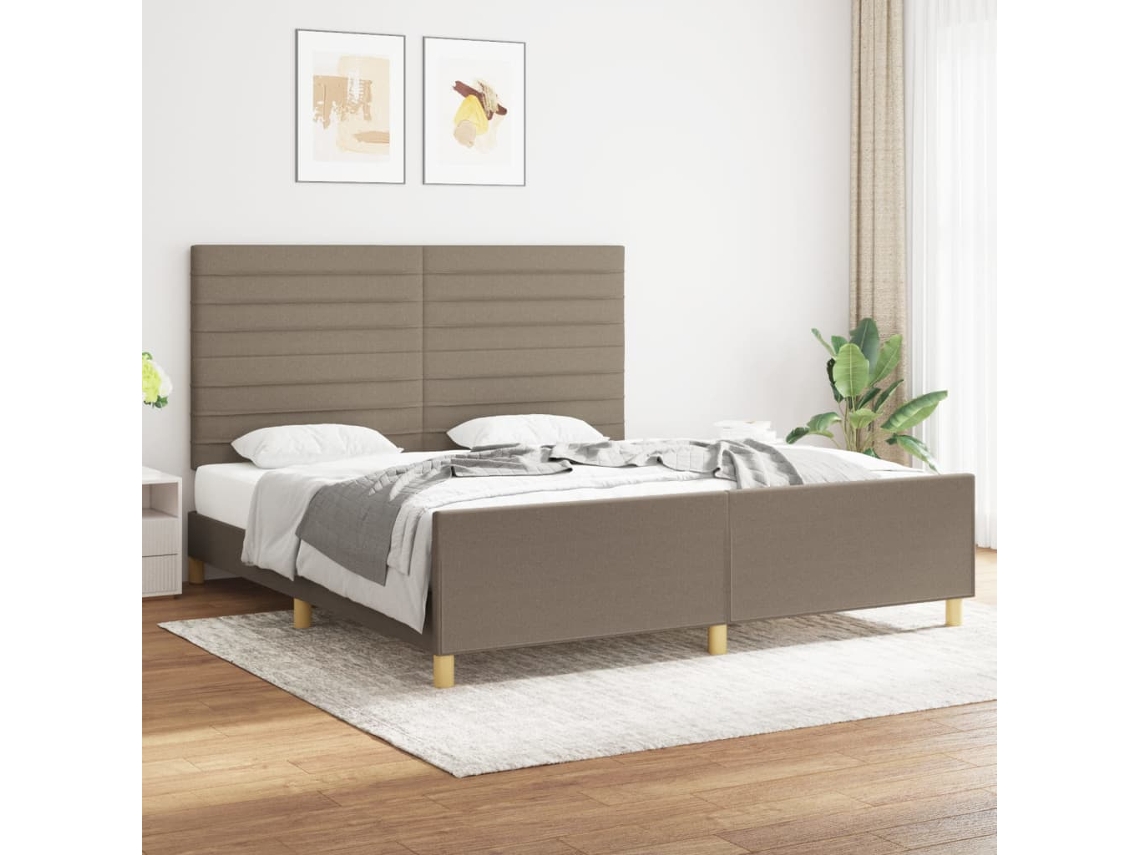 Vidaxl Cama Sem Colchão 180x200 Cm Tecido Castanho-acinzentado