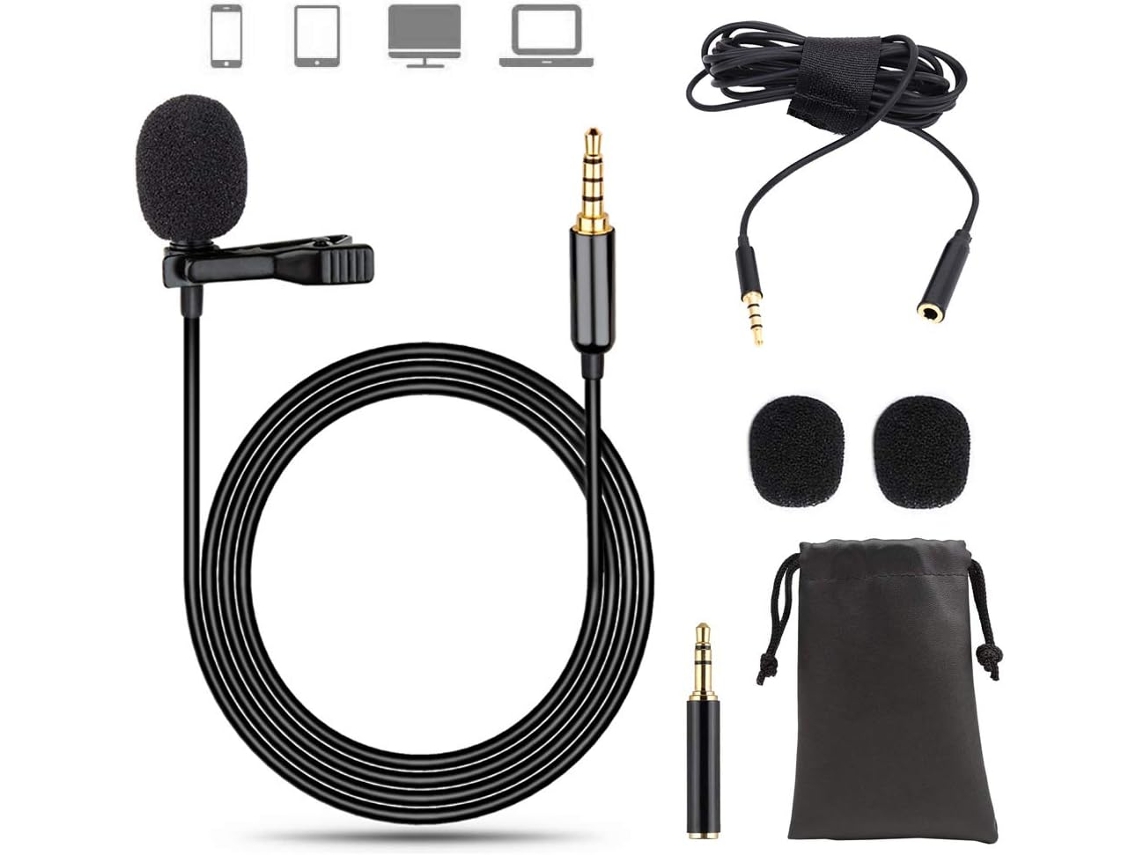 Microfone De Lapela Com Clipe E Conector De 3,5 Mm Para Entrevistas. Aquaforge
