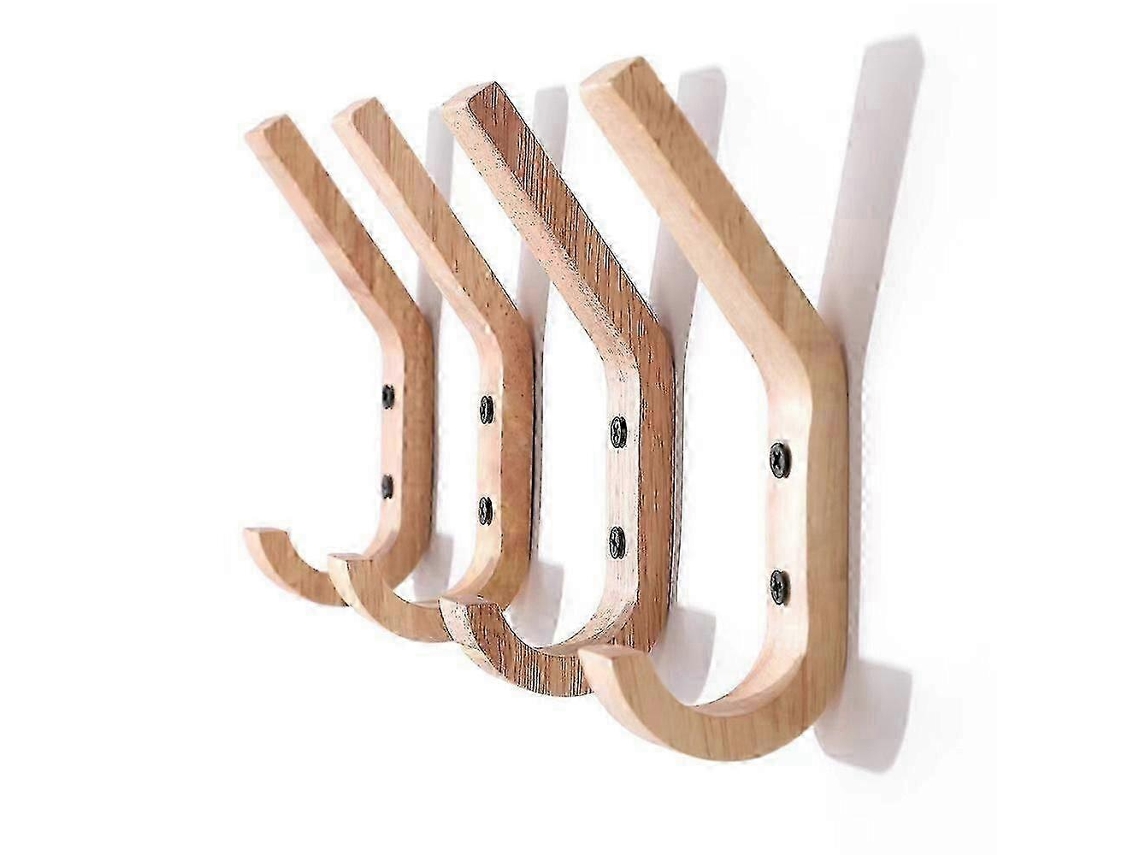 Conjunto De 4 Ganchos De Madeira Resistentes Para Pendurar Casacos E Casacos, Para Fixação Na Parede