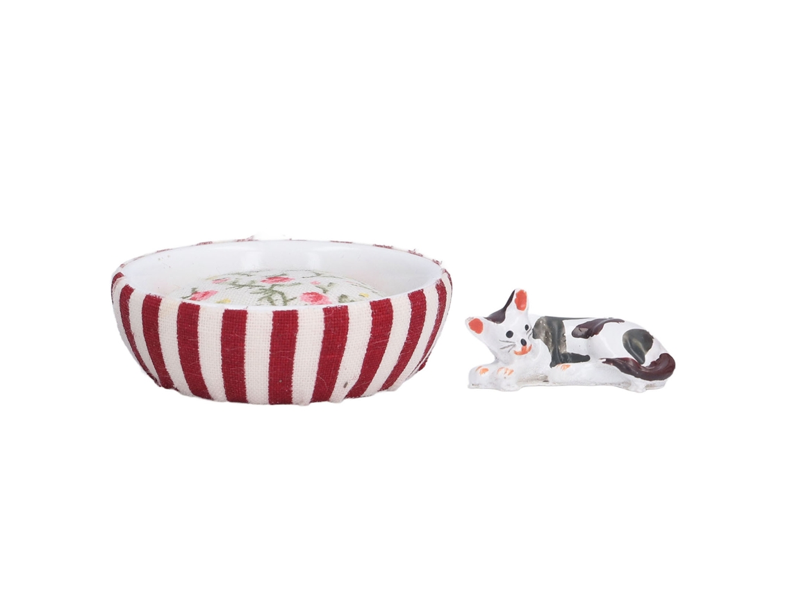 Mali acessório Casa de Bonecas Ninho de Gato/cachorro Miniatura 1/12 Decoração Teca Madeira Resina
