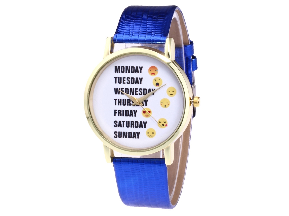 Relógio de Pulso Feminino de Quartzo Analógico com Pulseira Pu Estilo Clássico Simples Azul