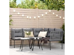 Vidaxl Conjunto De Sofás De Jardim C/ Almofadões Aço/textilene Preto
