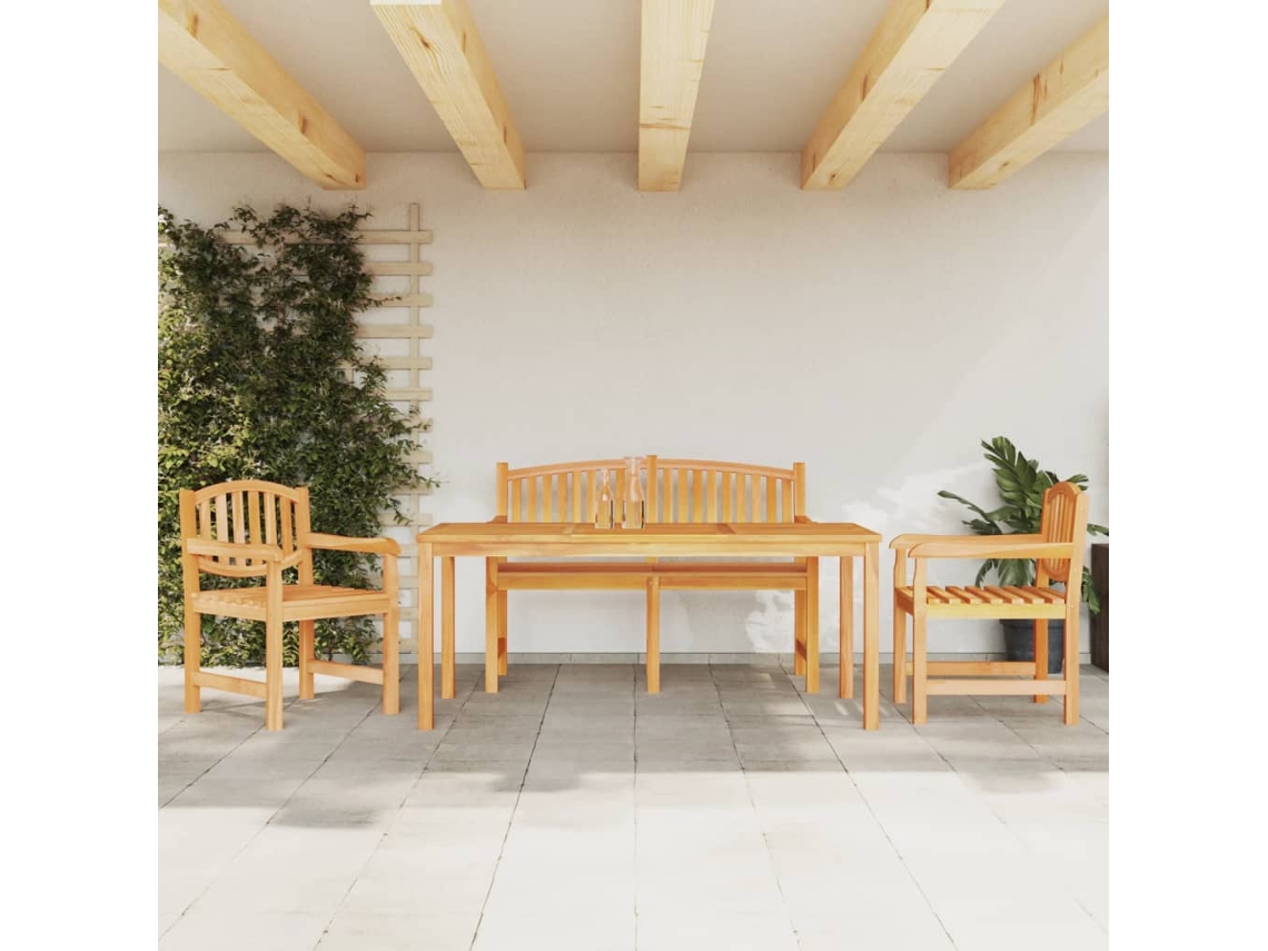 Vidaxl 4 Pcs Conjunto De Jantar P/ Jardim Madeira De Teca Maciça