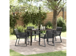 Vidaxl Conjunto De Jantar Para Jardim 5 Unid. Preto Aço Revestido A Pó