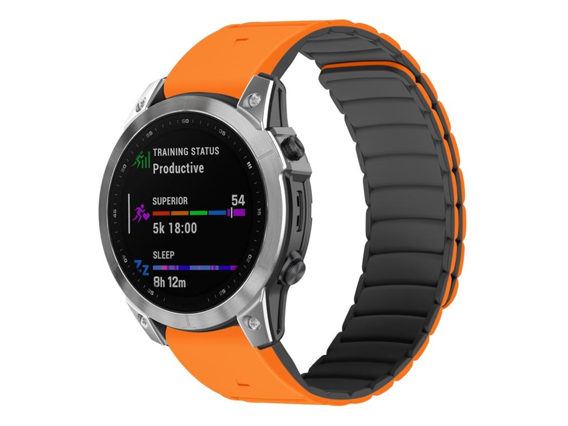 Bracelete para Garmin Silicone Magnético, Liberação Rápida Laranja + Preto XIAOMOYU (22mm)