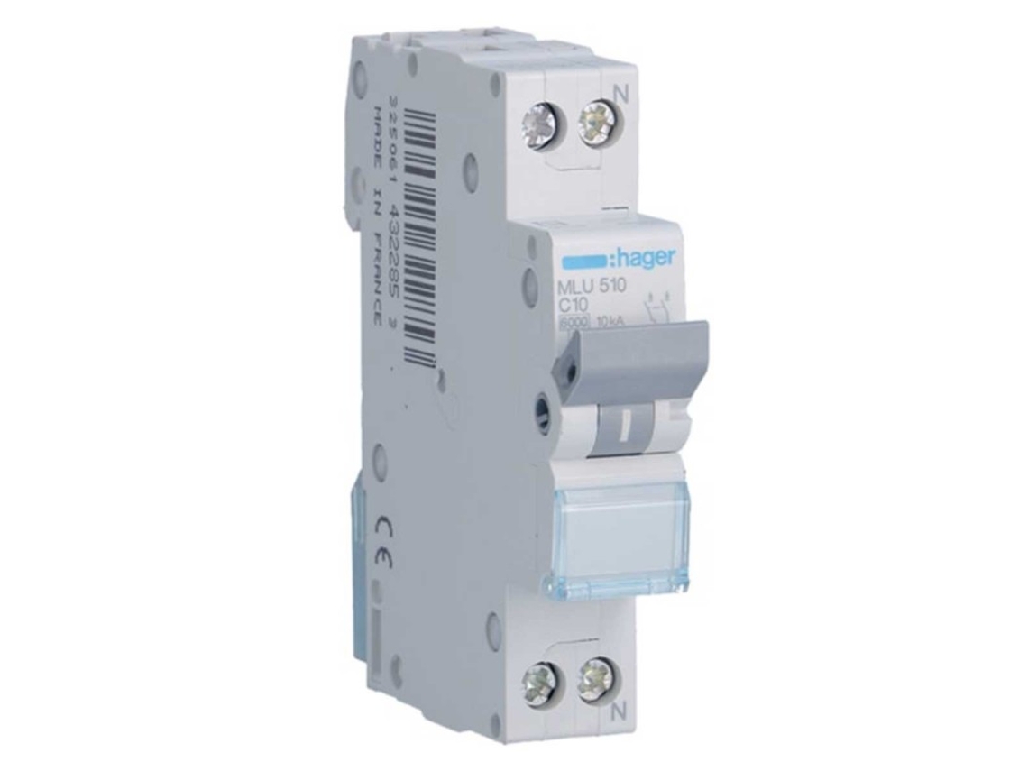 Interruptor magnetotérmico automático HAGER Mlu516 1Pn 16A Curva C