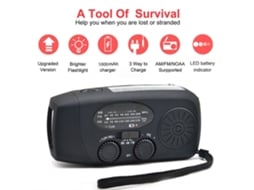 Rádio Inteligente com Manivelae Emergência, Lanterna com Célula Solar e Bateria Externa AQUAFORGE