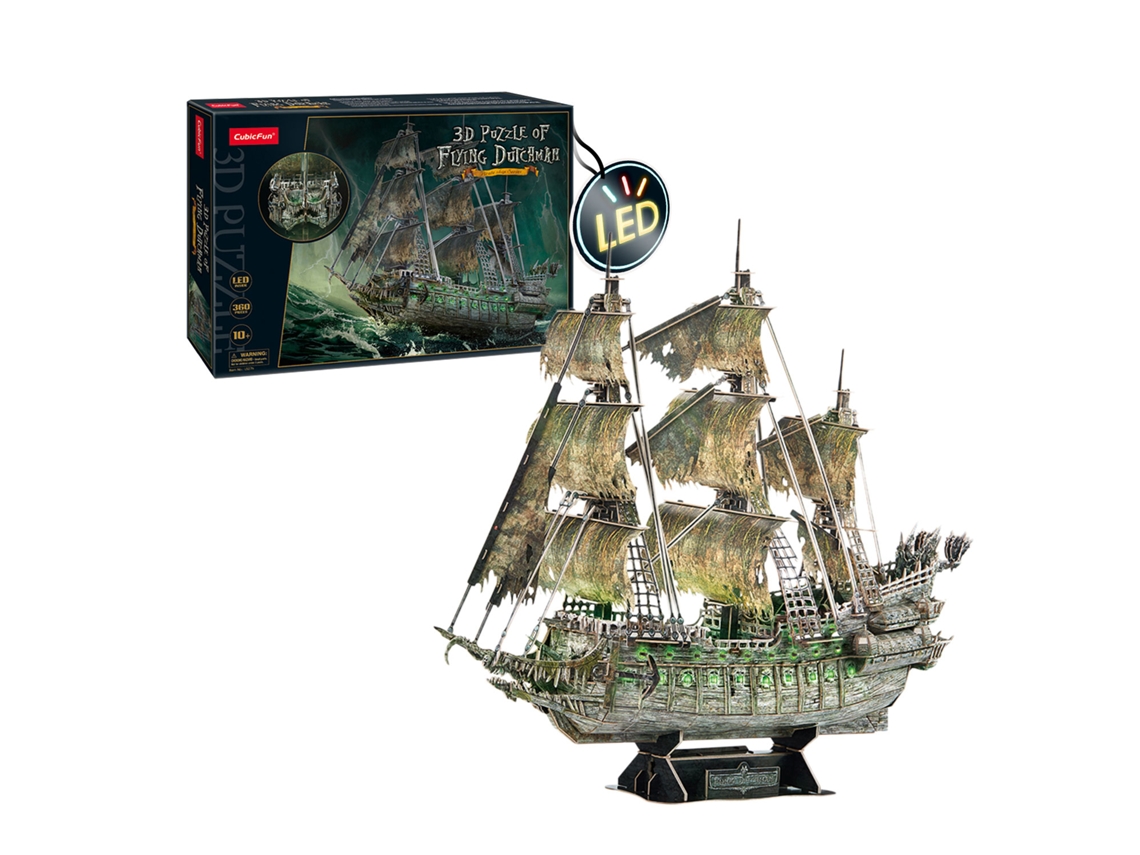 Puzzle 3D TOYTOWN Modelo De Navio Pirata - Led Holandês Voador (360 Peças)