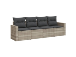 Maison Exclusive - 4 Pcs Conj. Sofás Jardim C/ Almofadões Vime Pe Cinzento-claro