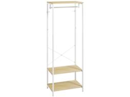 Porte-manteaux Com Tremgle E 2 Étagère À Chaussures 60l X 40l X 167,5h Cm Aspect Bois Clair Métal Blanc