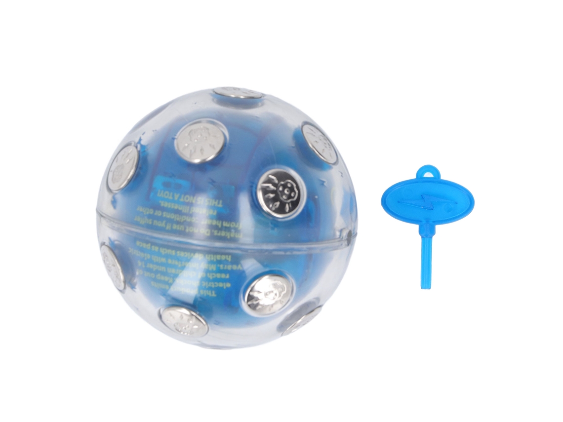 Bola de choque elétrica 2026 com desligamento automático, vibratória e divertida, brinquedo interativo para festas, azul.