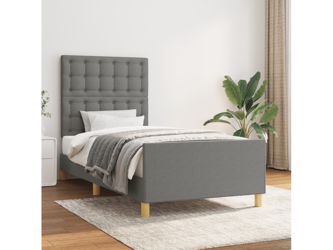 Vidaxl Estrutura De Cama Sem Colchão 100x200 Cm Tecido Cinzento-escuro