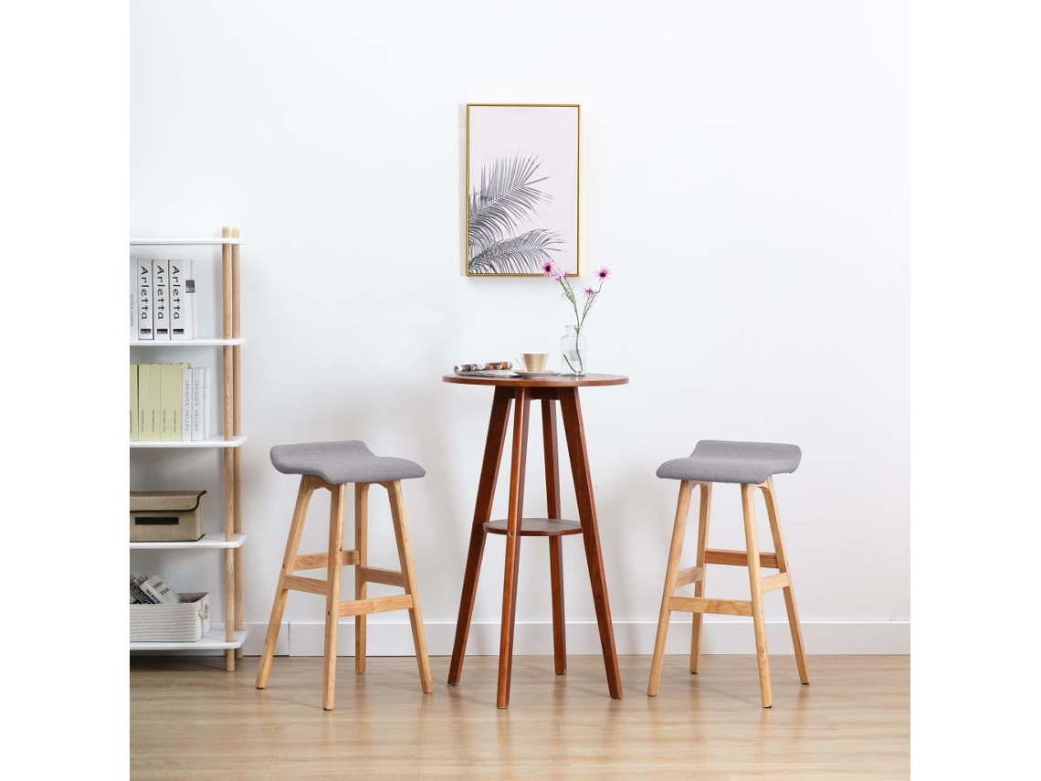 Vidaxl Cadeiras De Bar 2 Pcs Tecido Cinzento-claro