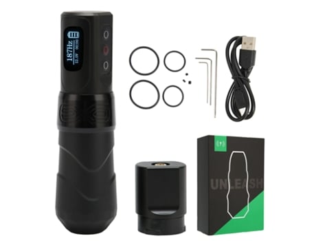 Máquina De Tatuagem Sem Fio Com Display Oled, Conector Rca, Alta Velocidade, Fonte Rotativa, Caneta Preta Fosca 2400mah Aiaididiy