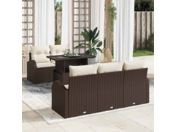 Vidaxl Conjunto De Sofá De Jardim 6 Unid. Castanho