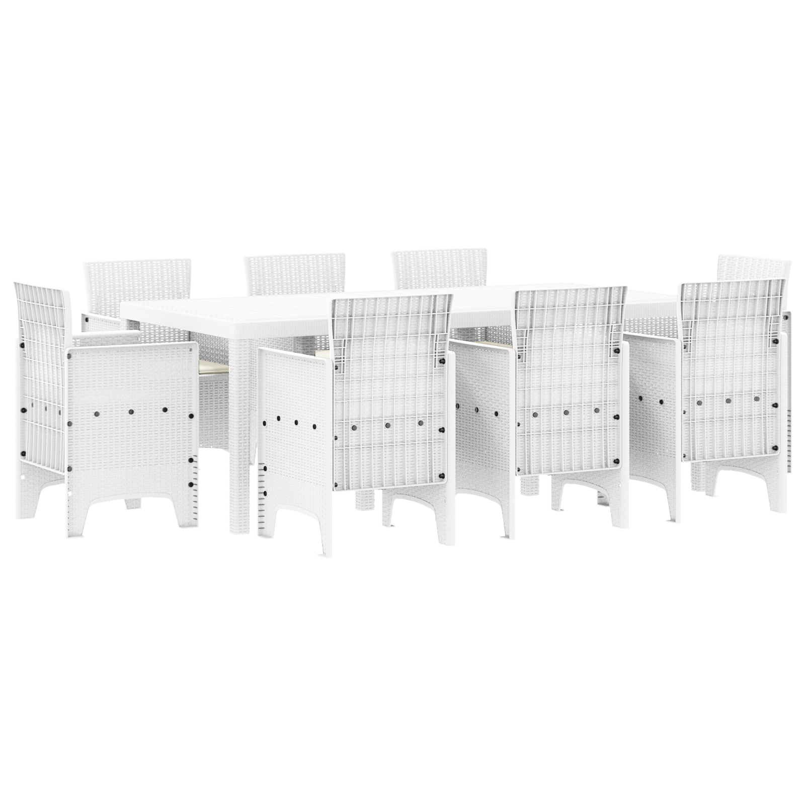 Conjunto 9 Jantar Ao Ar Livre Vidaxl Branco Polipropileno (200 X 100 X 73 Cm)