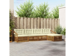Vidaxl Conjunto De Sofás Para Exterior 5 Unid. Natural E Creme