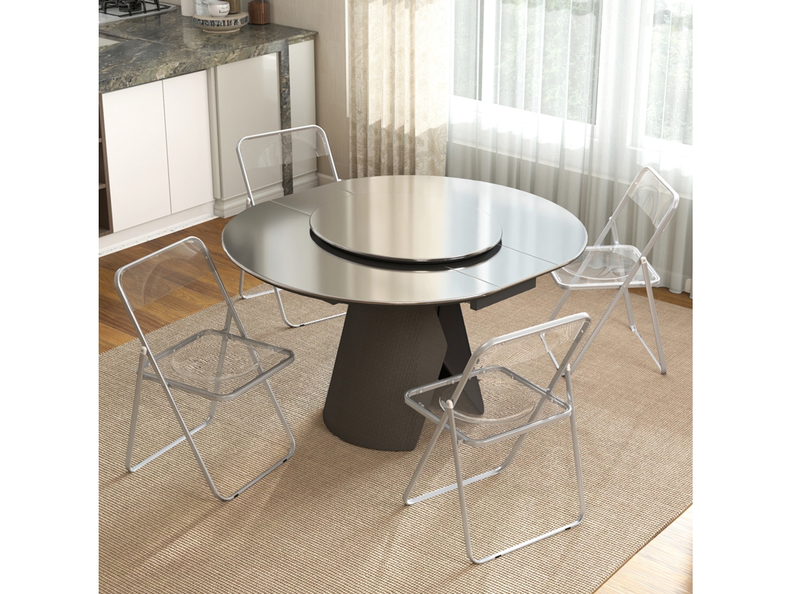 Conjunto De 4 Cadeiras Dobráveis Compactas Para Sala E Eventos, Aço E Acrílico, Transparentes