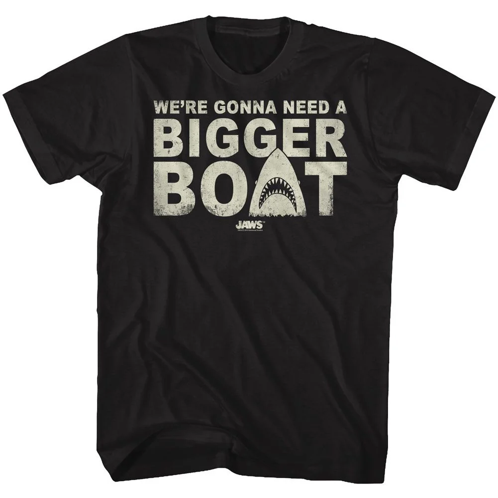 Rockinstone Jaws Movie Bigger Boat Black Adult T-shirt Size:s