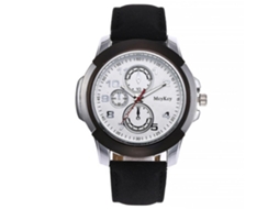 Reloj De Pulsera Hombre Mcykcy De Cuero Pu Y Aleación Dial Redondo Grande De Cuarzo Negro
