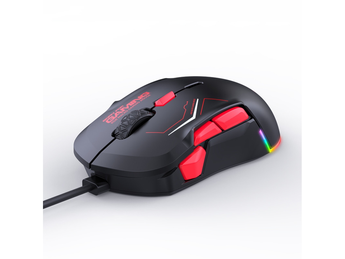 Rato YIZHOOD X12 Acessórios de computador macro simétricos do jogo da definição do RGB de 10 botões 12800dpi vermelho