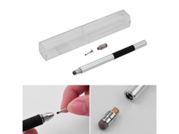 Caneta Stylus de Precisão 2 em 1 com Cabeça Condutora e Ponta de Disco Prata