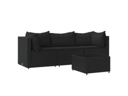 Maison Exclusive - 4 Pcs Conjunto Lounge De Jardim C/ Almofadões Vime Pe Preto