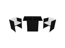 Garden Dining Set, Garden Dining Sets Vidaxl Preto Rattan / Vime (n/a)